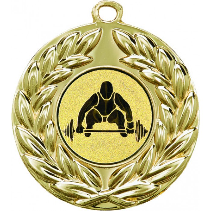 GOLD 50MM WEIGHTLIFTING MEDAL